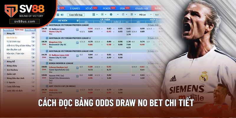 Cách đọc bảng odds Draw No Bet chi tiết