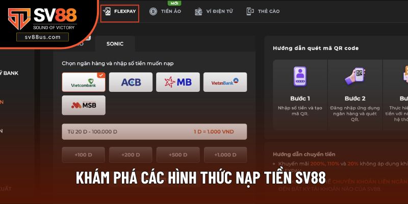 Khám phá các hình thức nạp tiền SV88