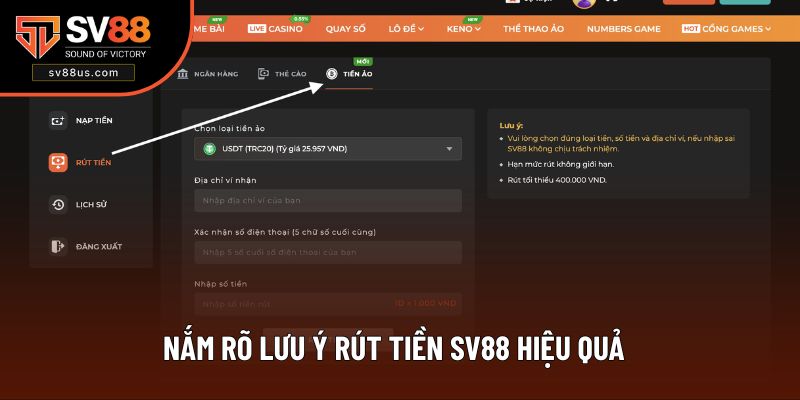 Nắm rõ lưu ý rút tiền SV88 hiệu quả